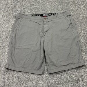 Iron Flex Shorts Mens 40 Gray Chino Casual Pockets Button Work Outdoor City